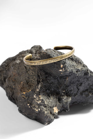 Manto Unisex Gold Stainless Steel Jahaan Cuff Bracelet (Kara) with Urdu Calligraphy of Poetry by Allama Iqbal