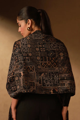 Qala Velvet Stole - Black