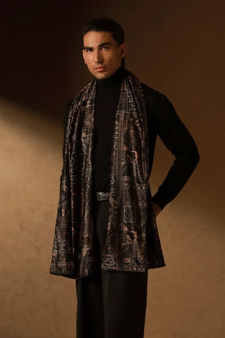 Qala Velvet Stole - Black