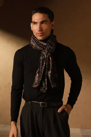 Qala Velvet Stole - Black