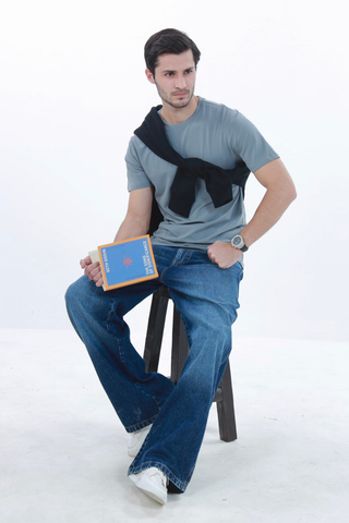 Smart Fit Tee, made from Durable COTRA® in grey colour.