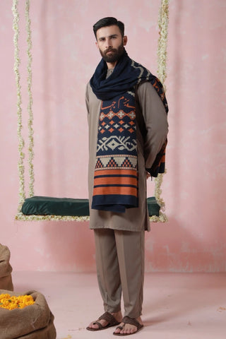 Aghaaz Weaved Shawl - Blue