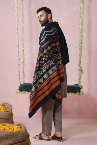 Aghaaz Weaved Shawl - Blue