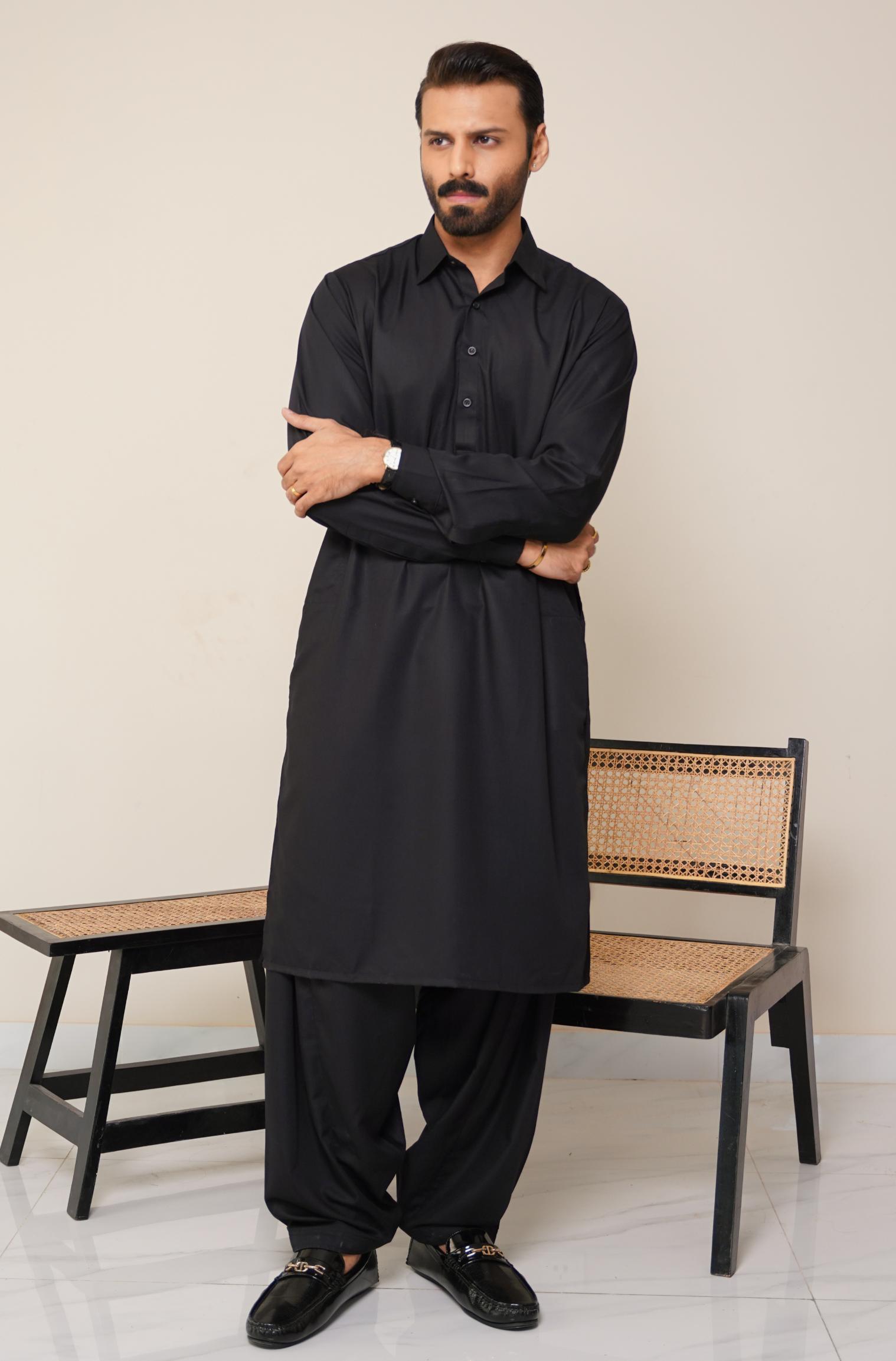 Classic Kameez Shalwar Jet Black (Men) – Manto - Main Image