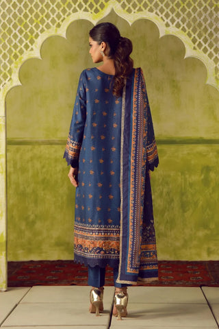 Manto Women's Blue Printed 3 Piece Co-Ord Set with Embellishments & Urdu Calligraphy