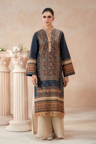 Manto's ready to wear teal lawn Zuri kurta with Urdu calligraphy of poetry by Nida Fazli