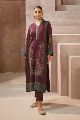 Kashish Co-Ord, made from Premium Cotton Silk, features a long length straight embroided shirt straight pants.