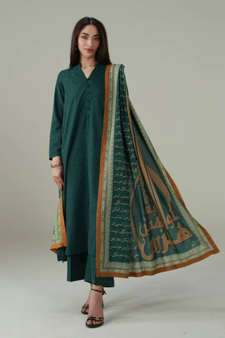 Raaz Odhni, made from Cotton Silk, is a printed odhni featuring the words of Mirza Ghalib