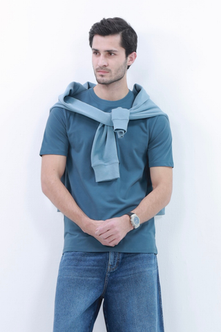 Smart Fit Tee, made from Durable COTRA® in blue color