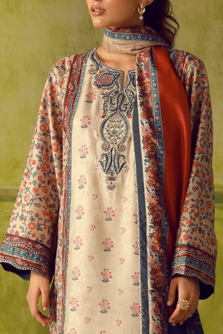 Manto Women's Beige Printed 3 Piece Co-Ord Set with Embellishments & Urdu Calligraphy