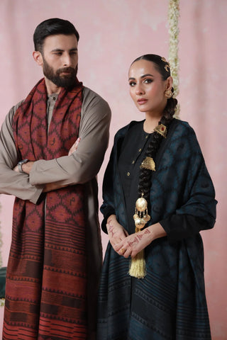 Parwana Weaved Shawl - Teal