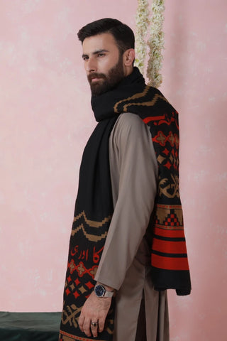 Aghaaz Weaved Shawl - Black