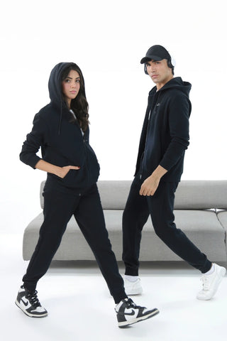 Zipper Hoodie - Raven Black