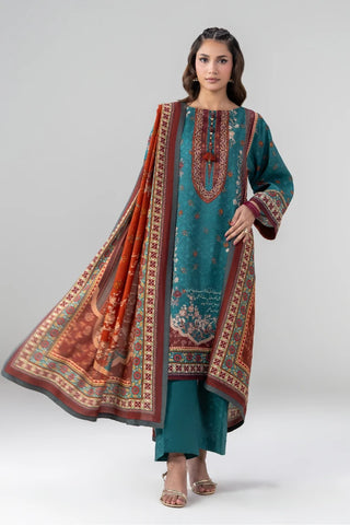 Tabeer Odhni is made from Cotton Silk in rust color, and is calligraphed with the words of Nida Fazli throughout.