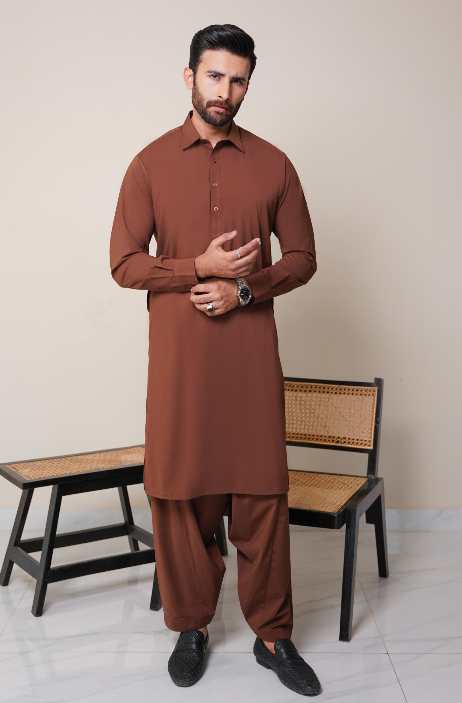 Classic Kameez Shalwar Cocoa Brown (Men) – Manto