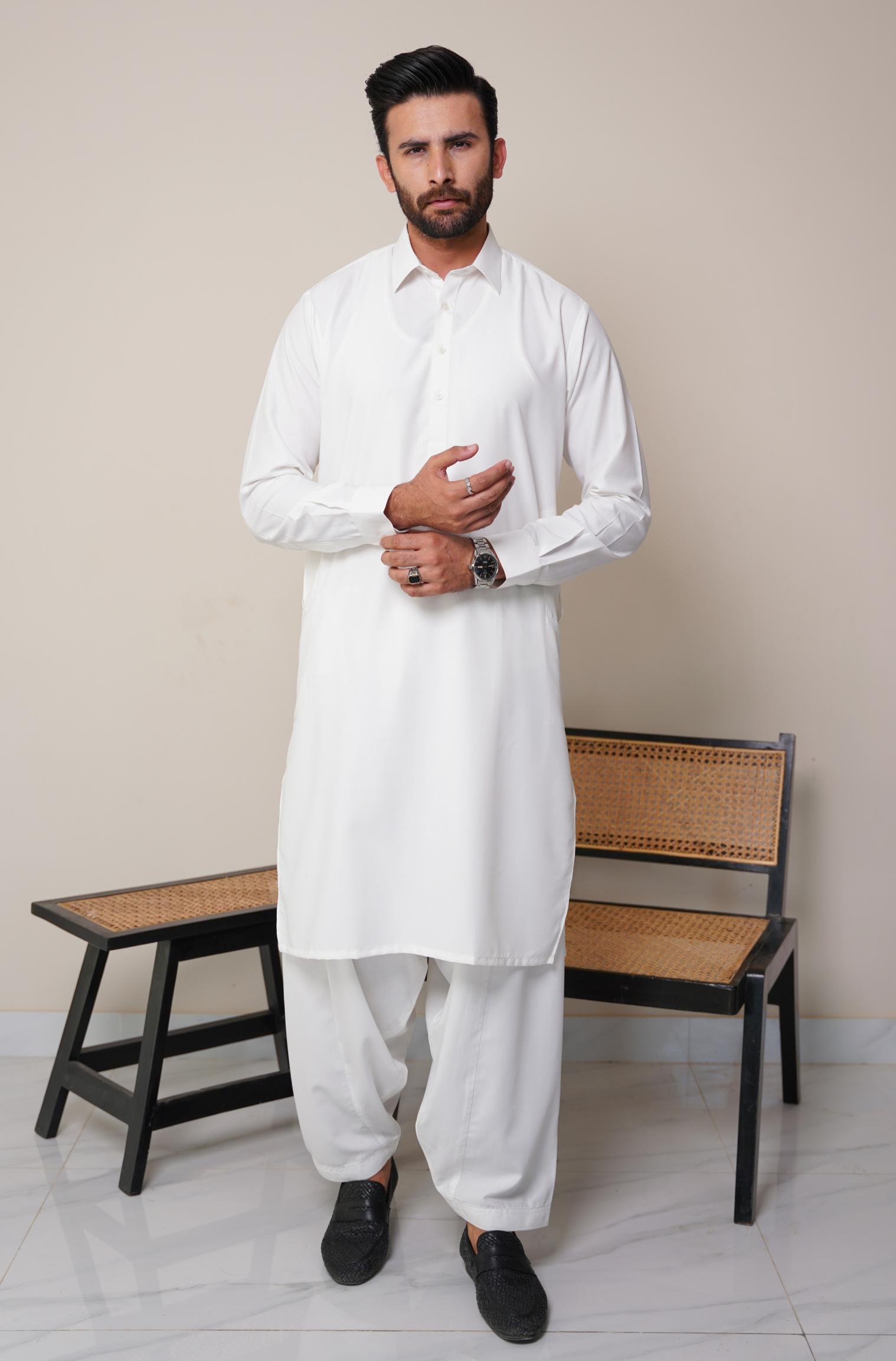 Classic Kameez Shalwar Cloud White (Men) – Manto