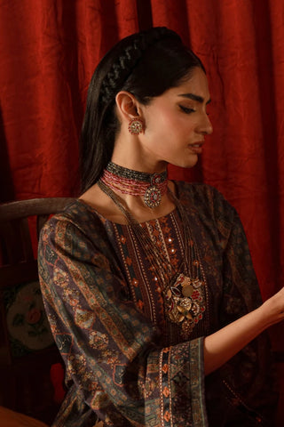 Zebunnisa Velvet Set - Purple