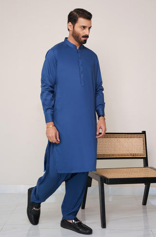 Shopmanto, wear manto, manto clothing brand, manto pakistan, ladies clothing brand, urdu calligraphy clothing, wear manto men's wear basic two piece coord blue cotton kameez shalwar, men's eid, men's fashion