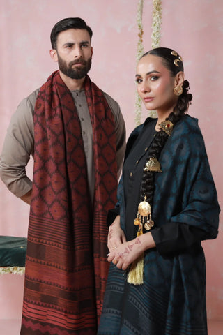 Parwana Weaved Shawl - Teal