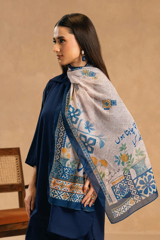 Blue Scarf, made from swiss lawn, features the words of Allama Iqbal calligraphed throughout.