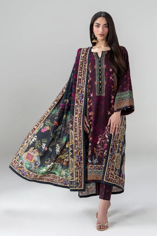 Meena Odhni in black color, made from cotton silk, features images of birds and flowers.