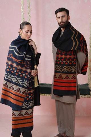 Aghaaz Weaved Shawl - Black