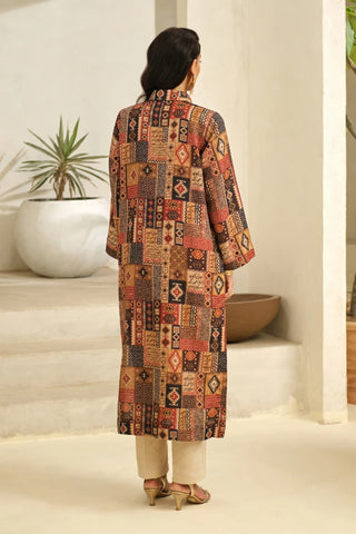 Manto Women's Ready to Wear Brown Qaafila Kurta with Urdu Calligraphy