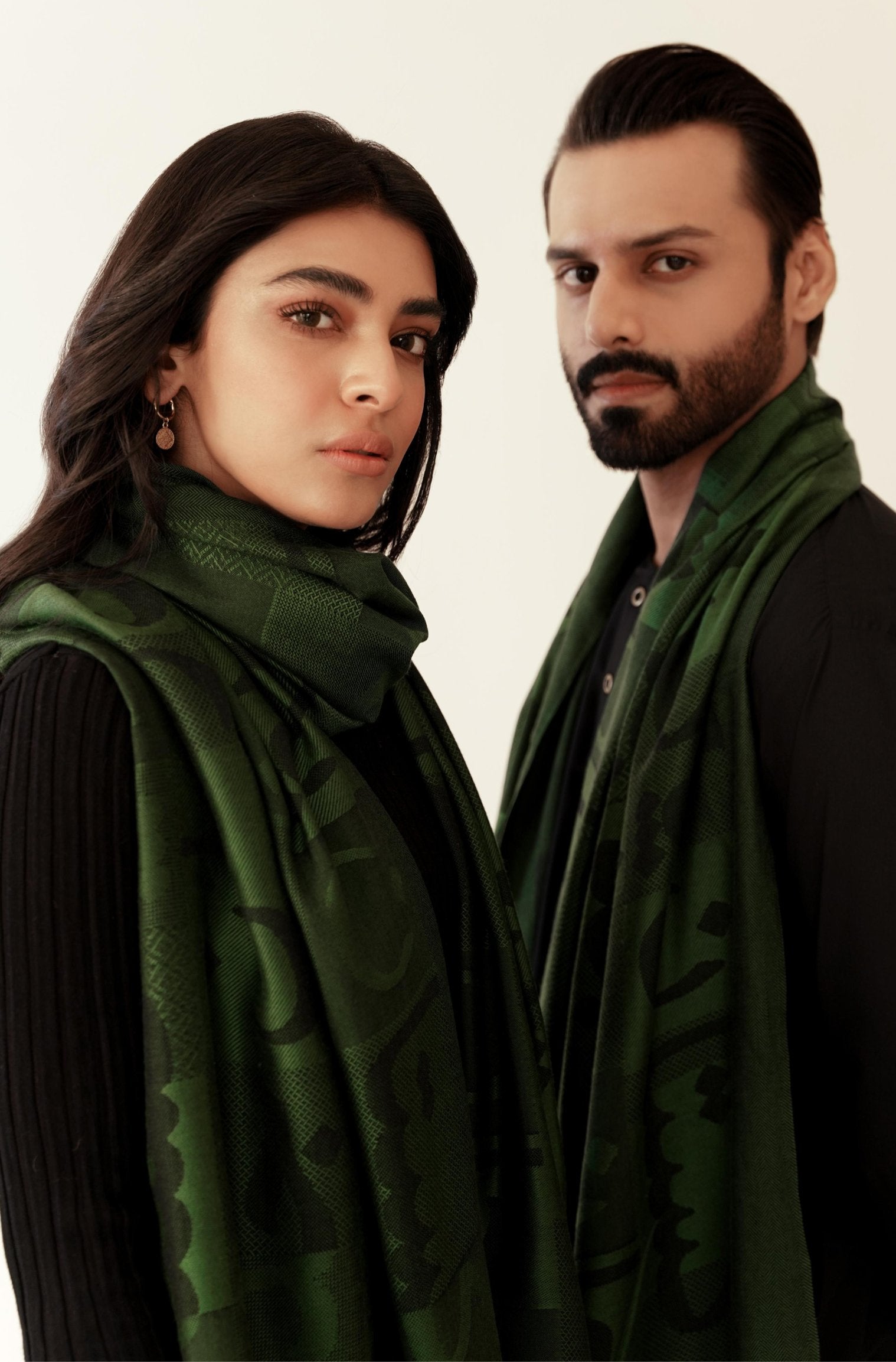 Shopmanto, wear manto pakistani clothing brand, manto women men unisex ready to wear urdu calligraphy jazba weaved winter muffler stole Green, winter collection, acrylic wool scarf stole
