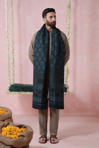 Parwana Weaved Shawl - Teal