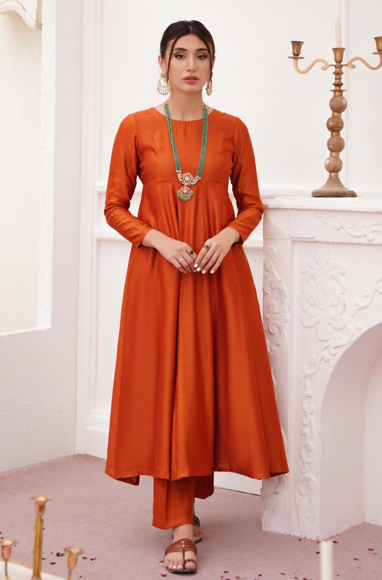 Jahaan Anarkali Set - Burnt Orange Manto Jahaan Anarkali Set - Burnt Orange Manto