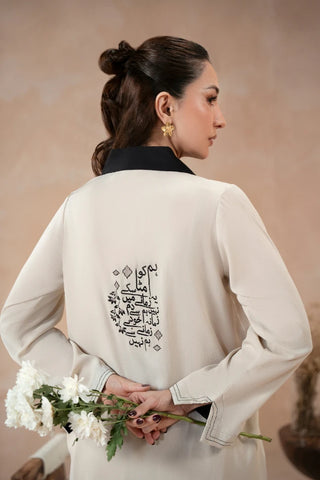 Manto Women's Ready to Wear Beige 2 Piece Matching Co-Ord Set with Embroidery