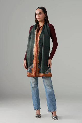 Multi color Stole, made from Herringbone, is a printed stole featuring the words of Manzoor Hashmi calligraphed throughout.