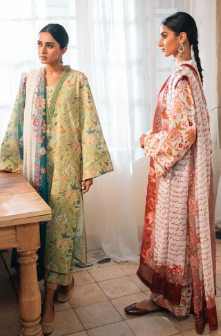 Shopmanto, wear manto, manto clothing brand, manto pakistan, ladies clothing brand, urdu calligraphy clothing, wear manto women ladies lawn kurta for spring summer, manto two piece lawn mint and teal gulnaar coord set for women, spring summer season, lawn collection