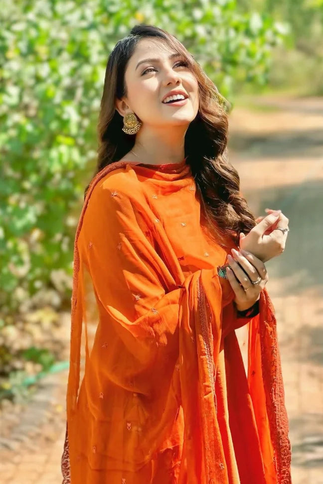 burnt orange pakistani dresses Luxury Burnt Orange Embroidered Pakistani Wedding Dress Kurti Sharara