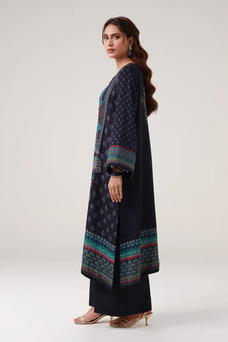2-piece set in blue color, featuring  the words of Mir Taqi Mir calligraphed throughout.