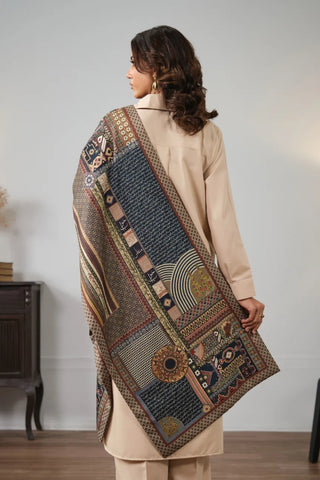 Double-Sided Stole in multi color, featuring the urdu words calligraphed throughout