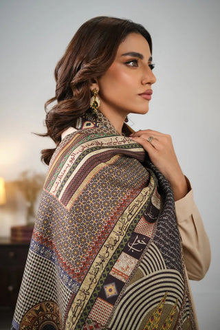 Double-Sided Stole in multi color, featuring the urdu words calligraphed throughout