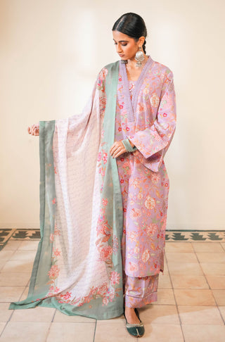 Shopmanto, wear manto, manto clothing brand, manto pakistan, ladies clothing brand, urdu calligraphy clothing, wear manto women ladies lawn kurta for spring summer, manto two piece lawn lilac and green gulnaar coord set for women, spring summer season, lawn collection