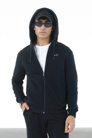 Zipper Hoodie - Raven Black