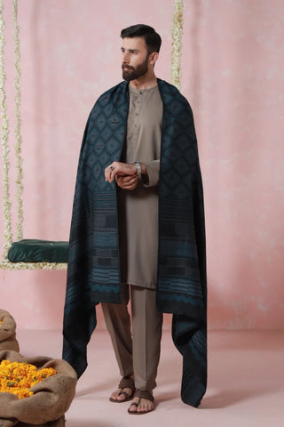 Parwana Weaved Shawl - Teal