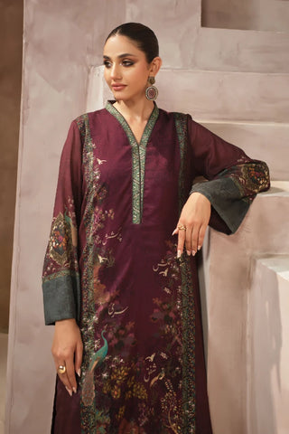 Kashish Co-Ord, made from Premium Cotton Silk, features a long length straight embroided shirt straight pants.