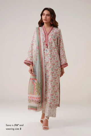 3 piece set featuring a straight shirt paired with pants and a dupatta