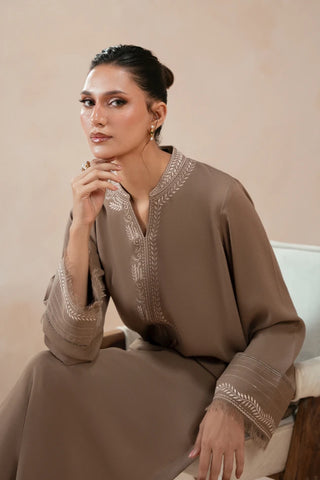 Manto Women's Ready to Wear Grey 2 Piece Matching Co-Ord Set with Embroidery