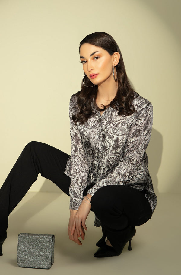 Virsa Silk Shirt - Shades Of Grey