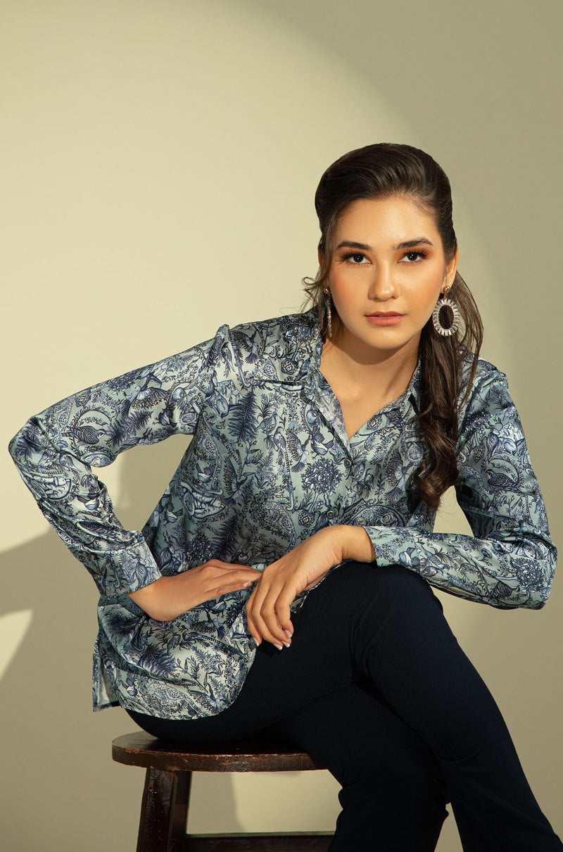 Virsa Silk Shirt - Shades Of Blue