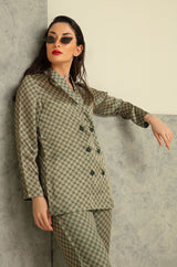 Blocks Silk Co-ord Set - Emerald Green & Gold