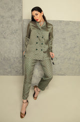 Blocks Silk Co-ord Set - Emerald Green & Gold