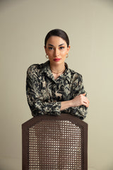 Shopmanto, manto Pakistan, women clothing, ladies clothing, women clothes, ladies clothes, calligraphy, manto clothing, manto store, ladies clothing brand, ladies clothing in Pakistan, women clothing in Pakistan, women clothes brand, Zohra silk shirt, Zohra, ladies fashion, women fashion, ladies wear, women wear, black, women shirt, ladies shirt, women, ladies, manto shirt