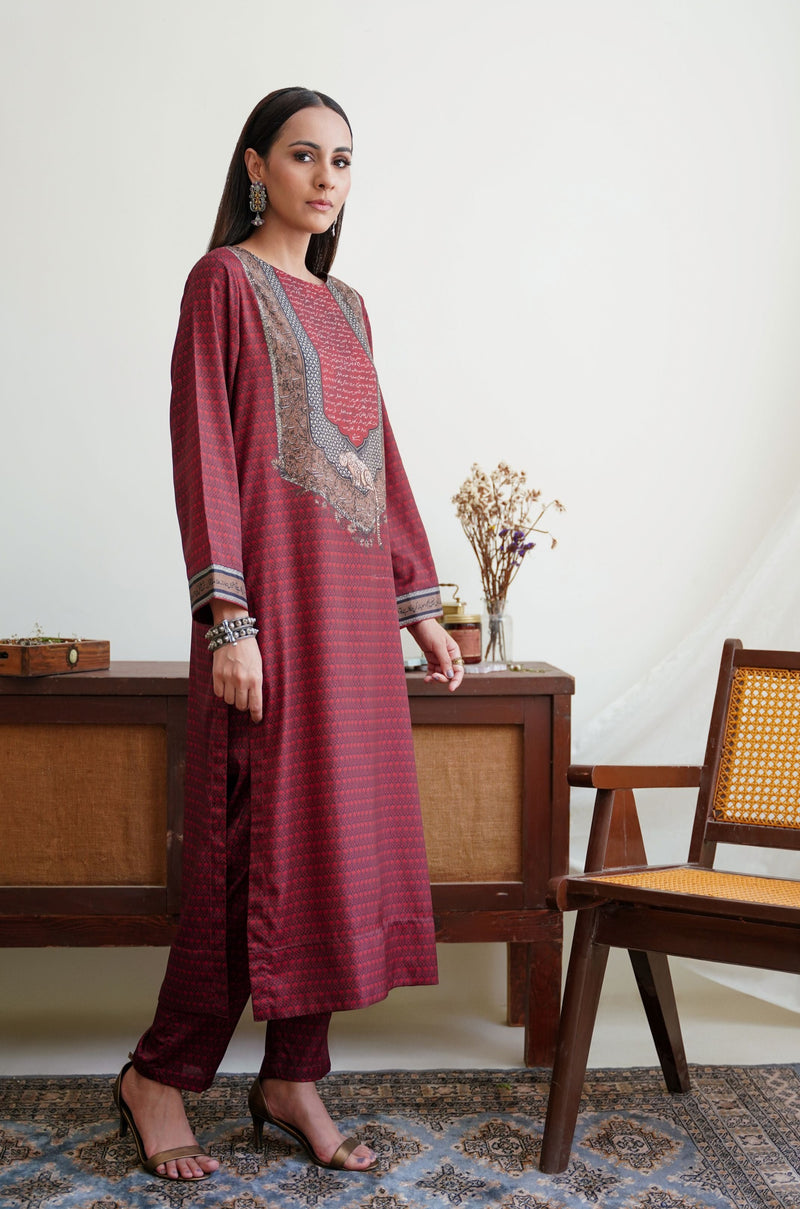 Esra Co-ord Set - Maroon