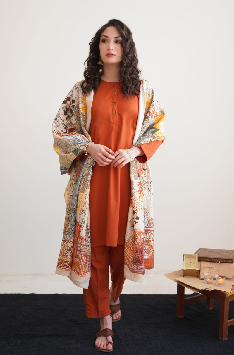 Khat-Nama Odhni - Beige
